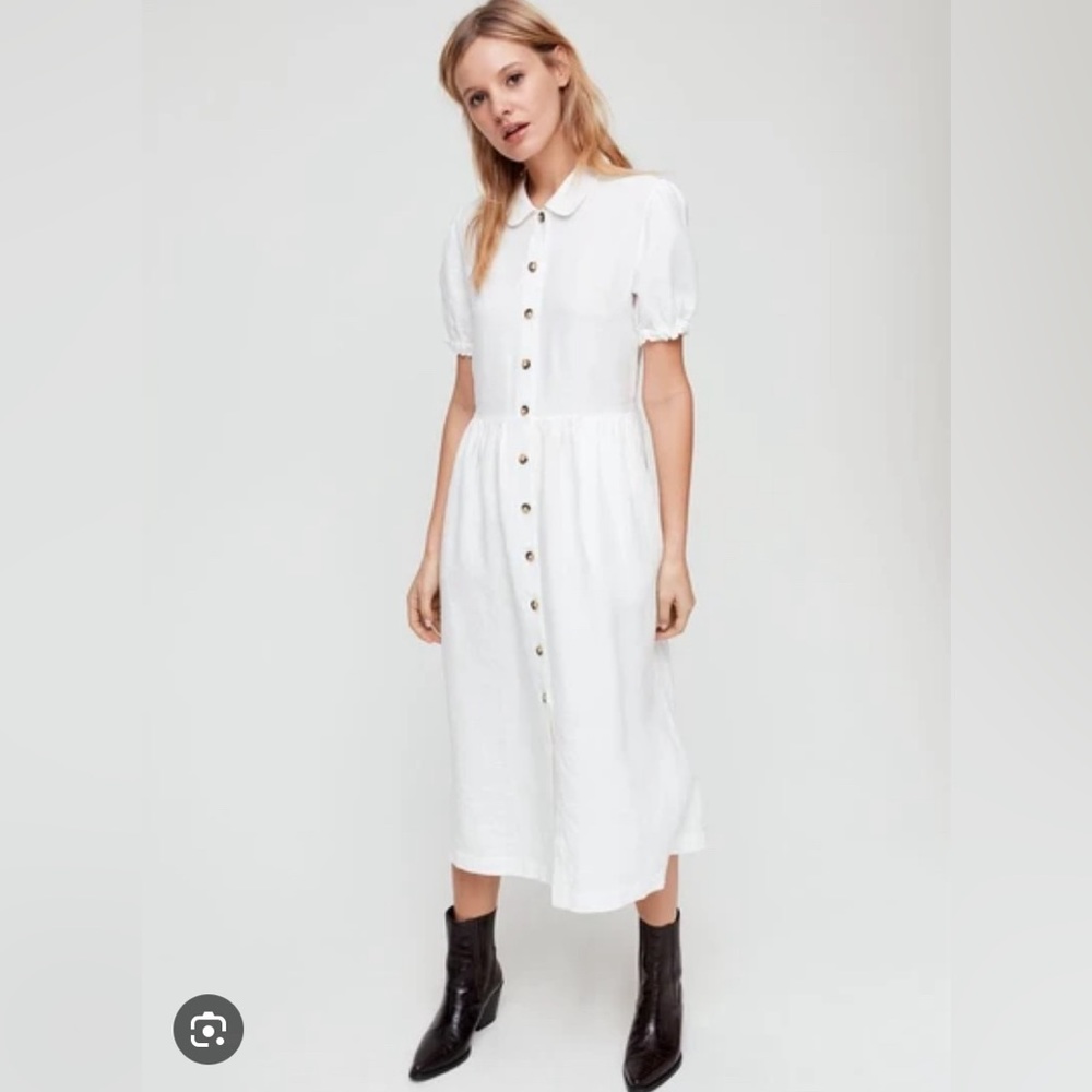 White Linen Wilfred Puff Sleeve Dress